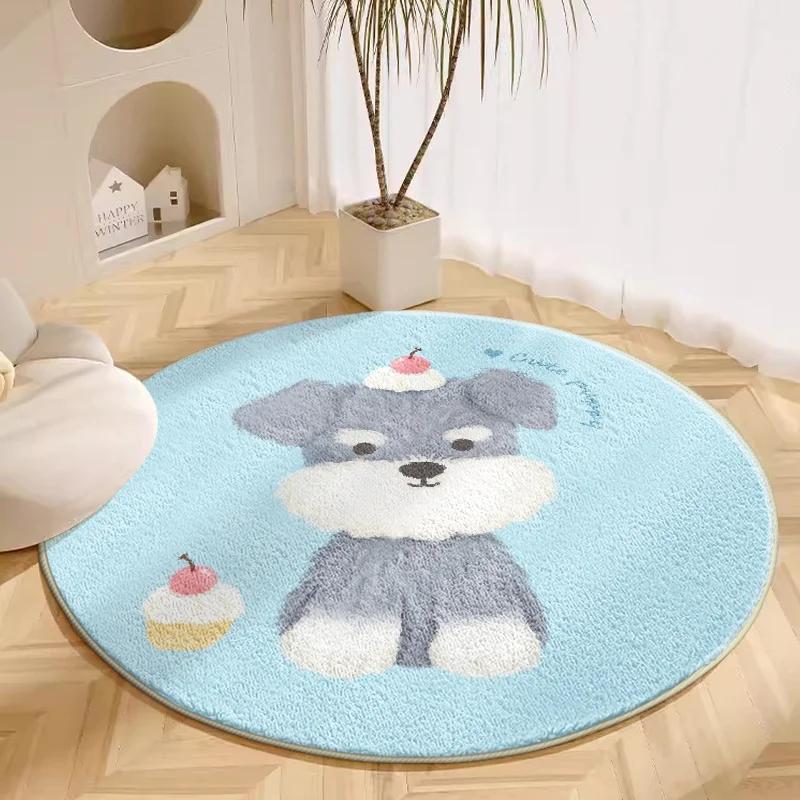Cartoon Animals Carpets for Living Room Cute Bedroom Decor Plush Rug Round Dressing Table Floor Mat Fluffy Soft Children Carpet