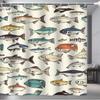 Cartoon Fish Shower Curtain Vibrant Digital Illustration On Cream Background, Durable Polyester Fabric Bathroom Shower Curtain