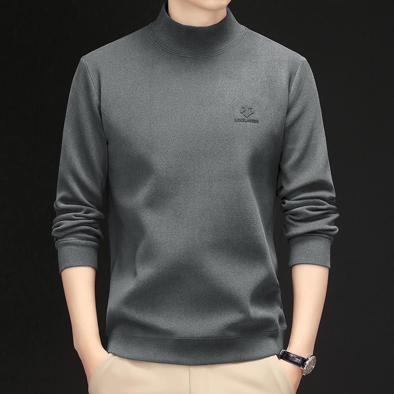 Men s Trendy Stand Collar Half-Zip Double-Sided Fleece Long Sleeve T-Shirt M
