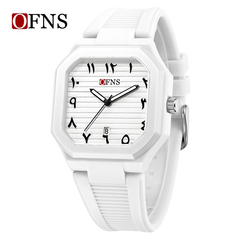 OFNS Quartz Watch: Student Style, Calendar, Square Dial, Arabic Numerals, Luminous, Waterproof, Middle Eastern Bestseller