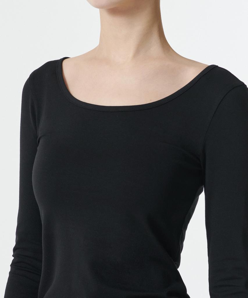 MUSINSA STANDARD WOMAN Women'S Tencel Slim Ballerina Long Sleeve T-Shirt [Black]