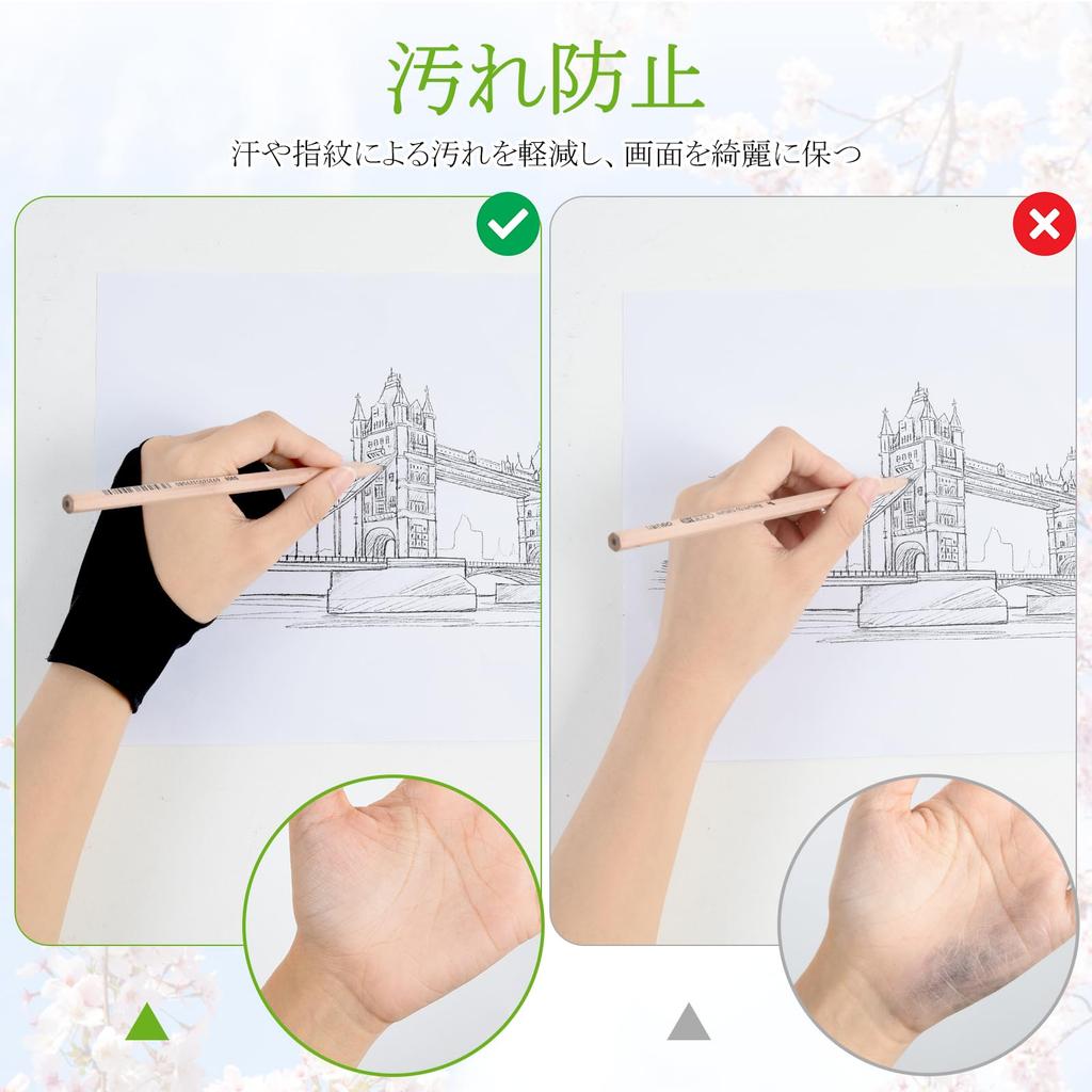 4 7 X for S Leica Fiber Paint Drawing for LCD Pens and Black [OTraki] Two-finger Gloves, Pieces, 18.3 Cm, Kids, Size, Stain-resistant, Breathable,