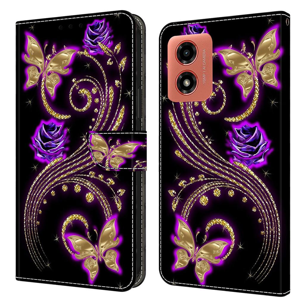 Für Motorola Moto G Play (2024) 4G Schutzhülle 3D-Musterdruck Leder Klapphandyhülle