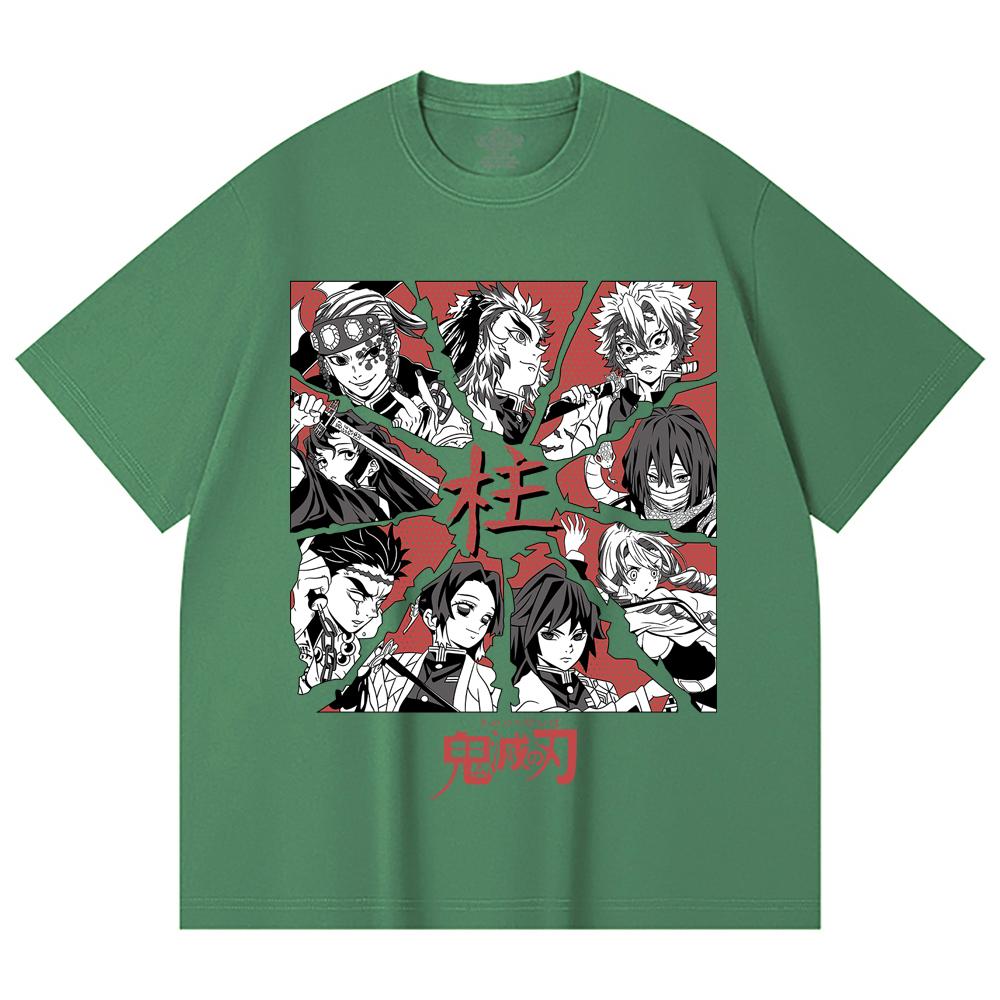 230 Gsm 100% Cotton Demon Slayer V81 Hashiras Print Unisex Heavy Cotton T Shirt
