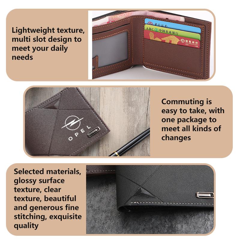 For Opel Car Styling Men Fashion Short Wallet Coin Purse Credit Card Organiser Accessories Insignia Corsa Grandland Antara
