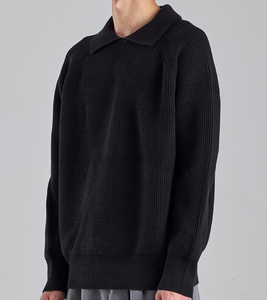 Beoteunseoul Wool Blend Heavy Open Collar Knit (Black)