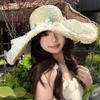 Flower Vacation Beach Cap Breathable Woven Sun Cap Sweet Lafite Straw Hat  Masquerade