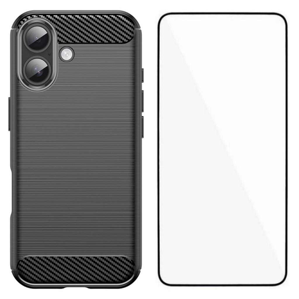 WANLONFENG LS Series For iPhone 17 Case with Screen Film,Brushed Texture Shockproof TPU Phone Cover
