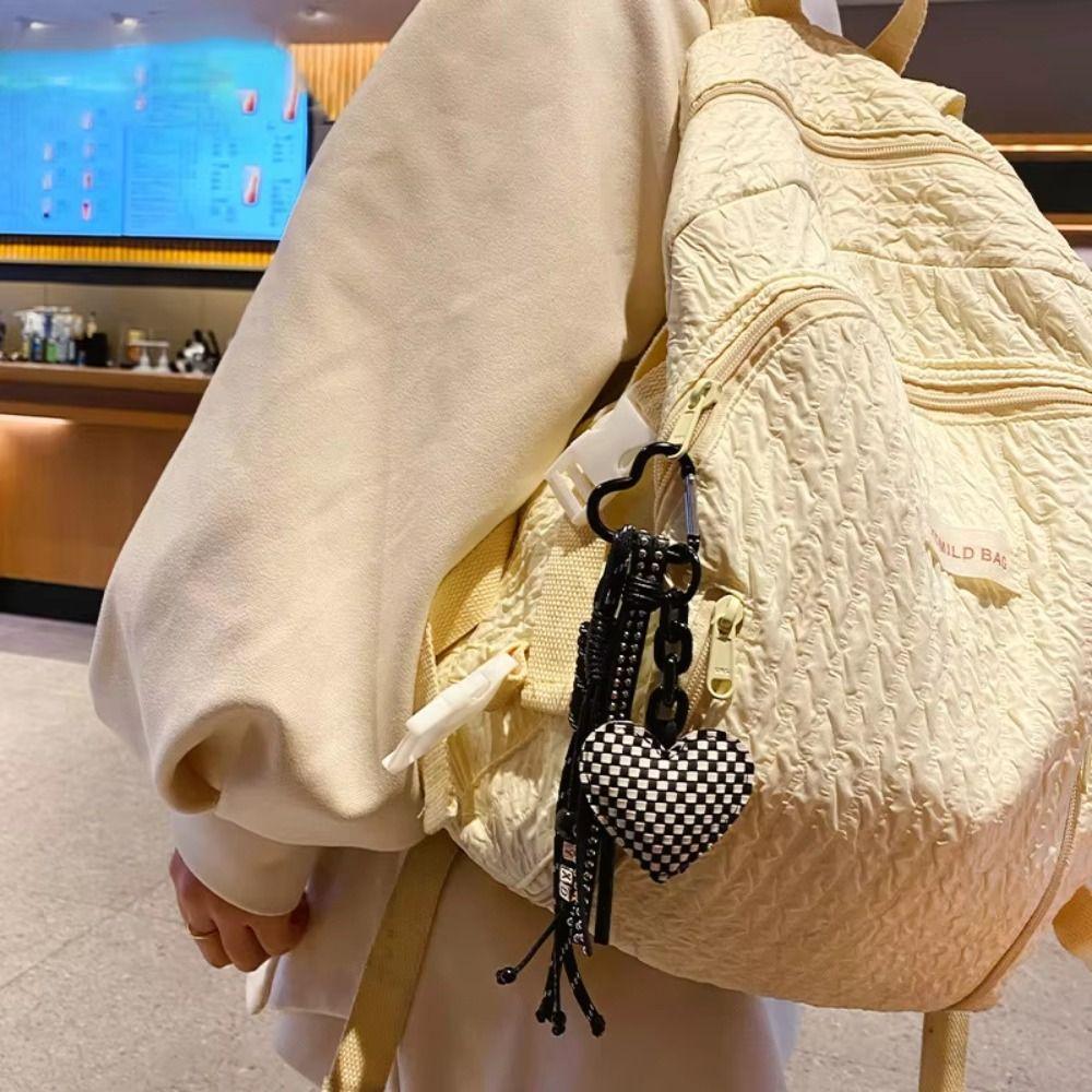 Leather Light Luxury Pendant INS-style Exquisite Girls' Bag Accessory Leather Key Chain  Women Men