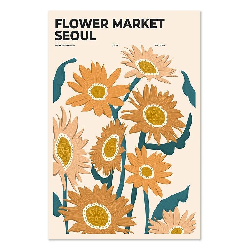 Flower Market Poster Printing Abstract Plant Wall Art Paris New York City Name Canvas Painting Living Room Home Decoration