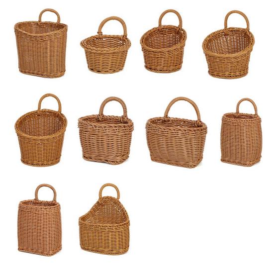 Woven Basket with Handle Rustic Storage Basket Wall Hanging Basket for Fruits Vegetables Snacks Home Farmhouse Kitchen Bathroom Bedroom Storage