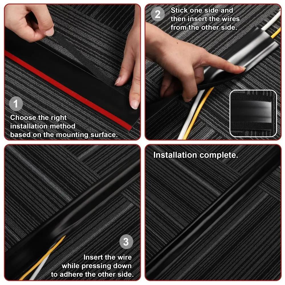 High Quality PVC Floor Cable Cover Self Adhesive Soft Wall Wire Concealer No Drill Universal Line Management Baseboard
