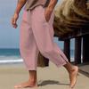 2025 Men's Casual Summer Cotton Linen Drawstring Capri Pants