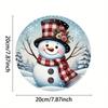Metal Tin Sign Snowman Wall Art Rustic Holiday Decor Aluminum Round 20cm