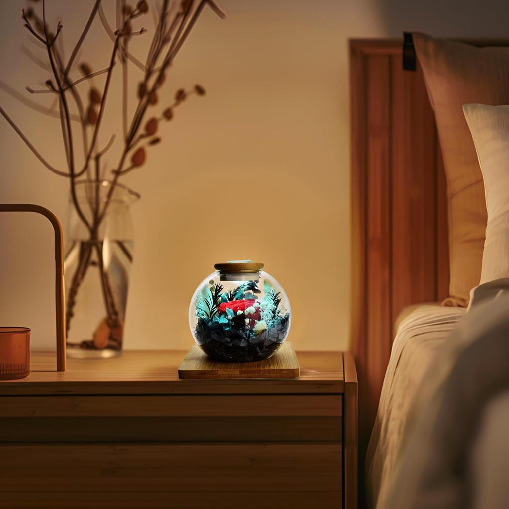 2026 Mother's Day Preserved Roses in a Glass Dome - 60th Birthday Gift for Women - 2-Way Candle Holder with LED Light - Everlasting Flowers - Retireme