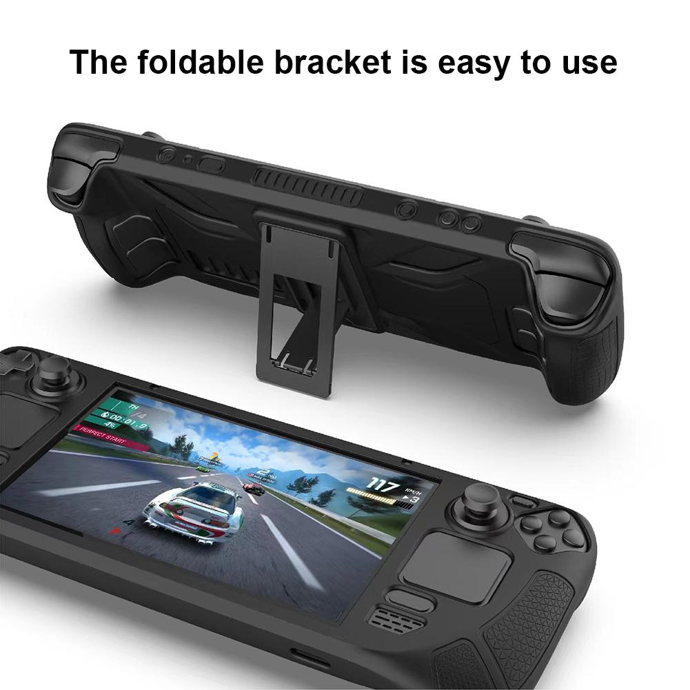 Silicone Console Cover Anti Slip Soft Shell Protective Case Cover with Foldable Bracket Replacement Accessories for Steam Deck