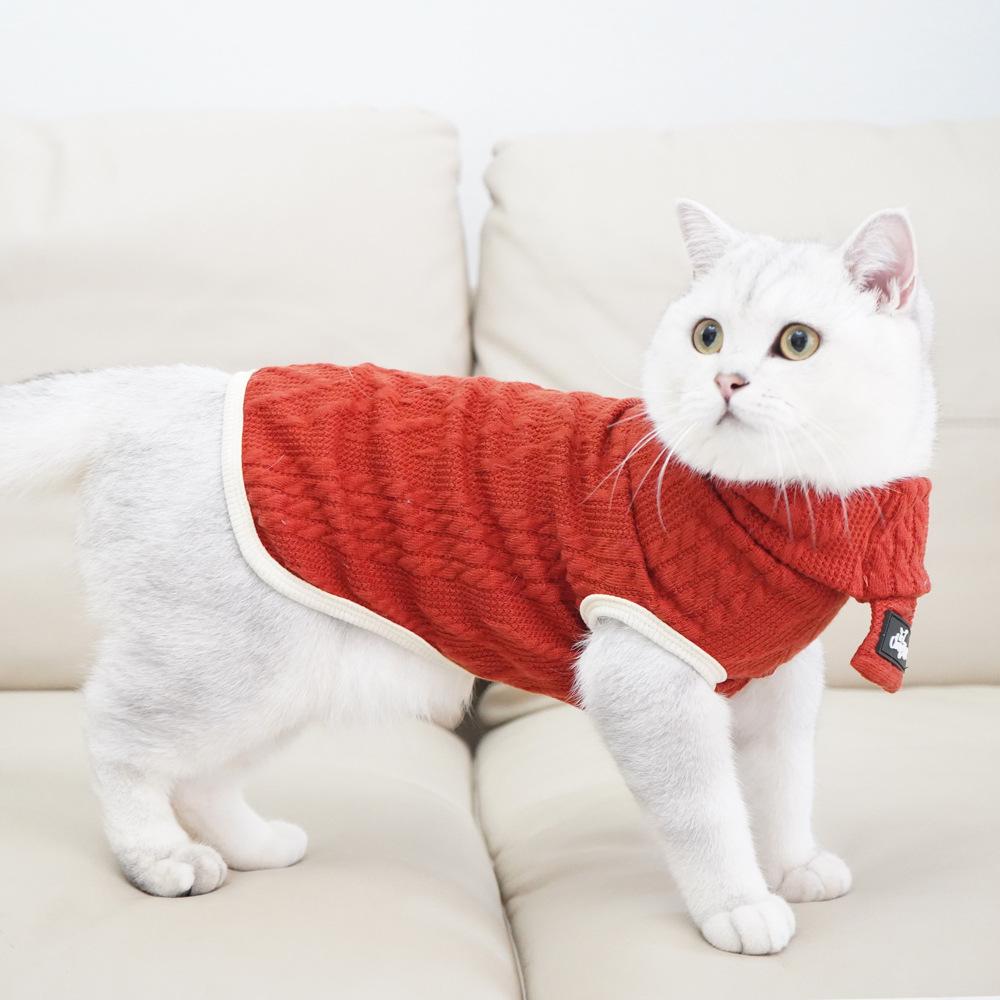 Winter warm cat clothes retro sweater puppet German pet sweater cold-proof autumn and winter models anti-hair loss