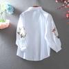 Korean Retro Loose Shirt Casual Style Blouse Small Fresh Lapel Embroidery Flower All-match Shirt Blouse