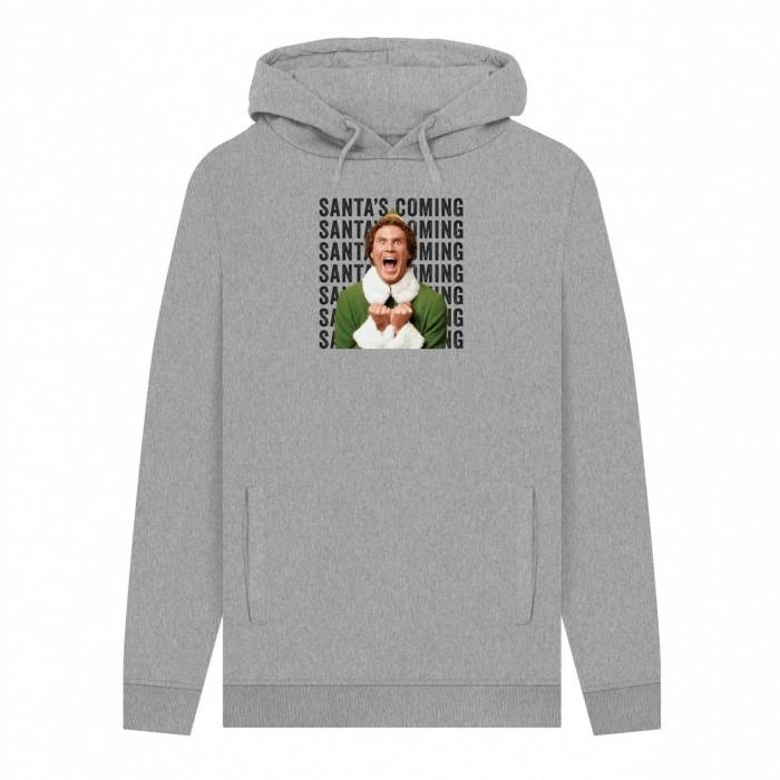 Elf Unisex Adult SantaÂ´s Coming Graphic Hoodie