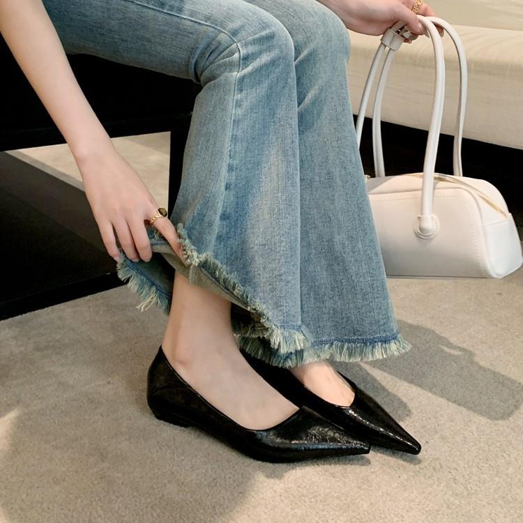 Pointed high-end sense shallow mouth single shoes women's French temperament one-pedal flat shoes work occupation commuter work shoes