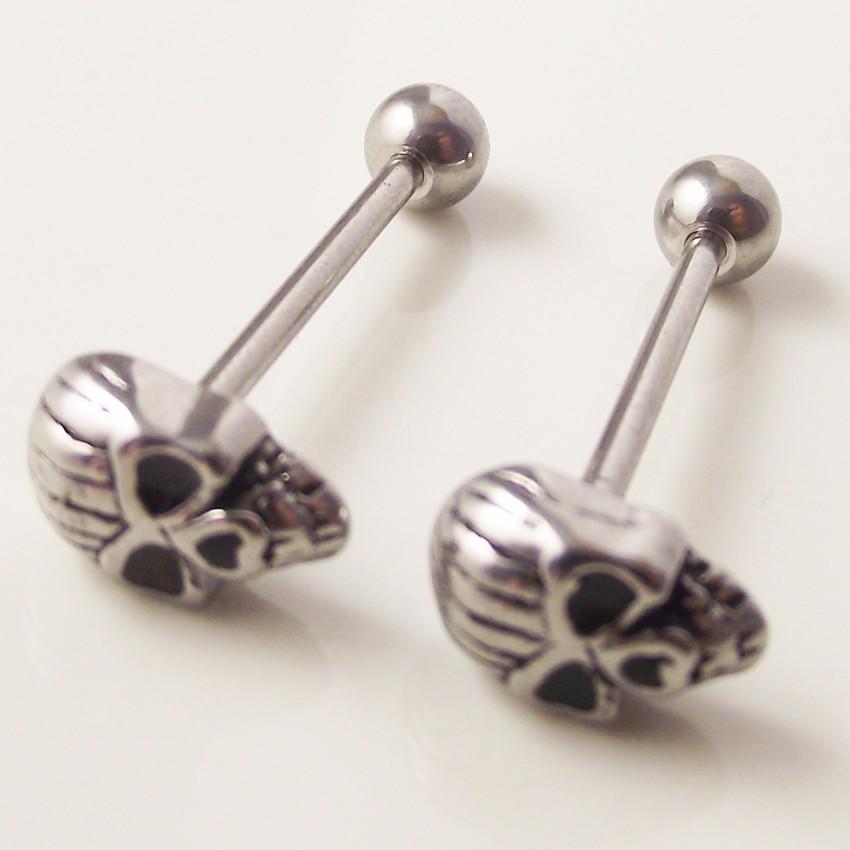 Set mit 10 14G Edelstahl Körperschmuck Punk Style Totenkopf und Brustwarzenringe für Hochzeiten und Geschenke