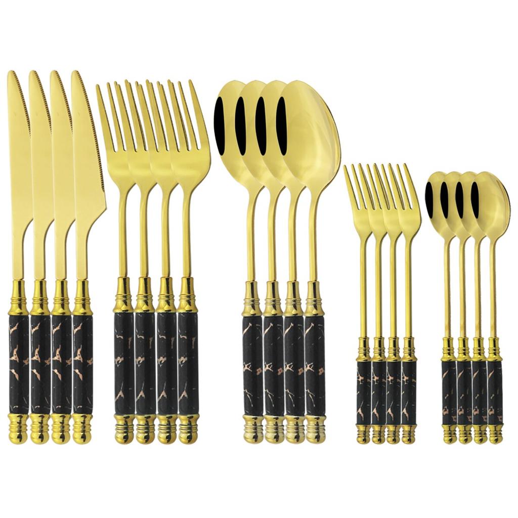 20-teiliges Keramik-Besteck-Set aus Edelstahl, Geschirr, Vintage-Messer, Gabel, Löffel, Geschirr, Küchen-Besteck-Set