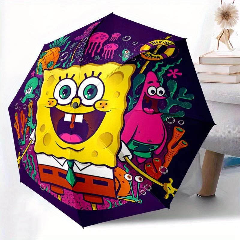 1pc Excited SpongeBob Automatic Opening and Closing Folding - A Good Choice for Gifts, Fashionable and Convenient Umbrella With Cute Cartoon Character