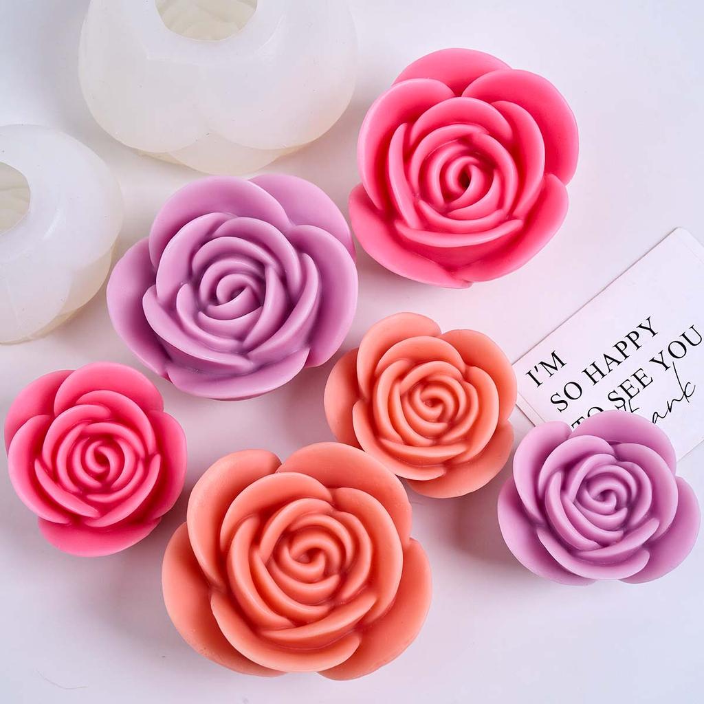3D Rose Flower Shape Silicone Candle Mold DIY Aromath Soap Candles Molds Chocolate Baking Making Valentine's Day Craft Gifts