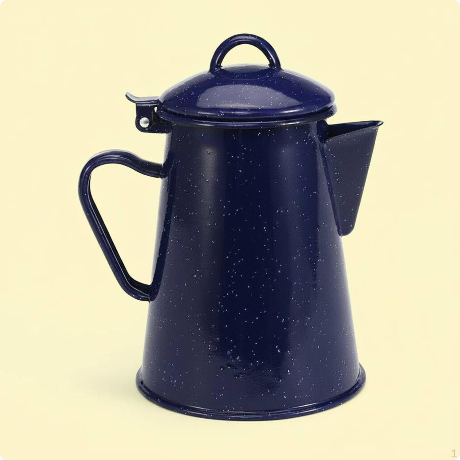 Enamel Coffee Pot Campfire Use Camping Retro Style Blue Speckled Kettle for Outdoor 0.8L