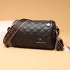 Live Stream New Leather Women's Bags, Trendy Fashion Rhombus Shoulder Messenger Bag Embroidered Thread First Layer Cowhide Pillow Bag