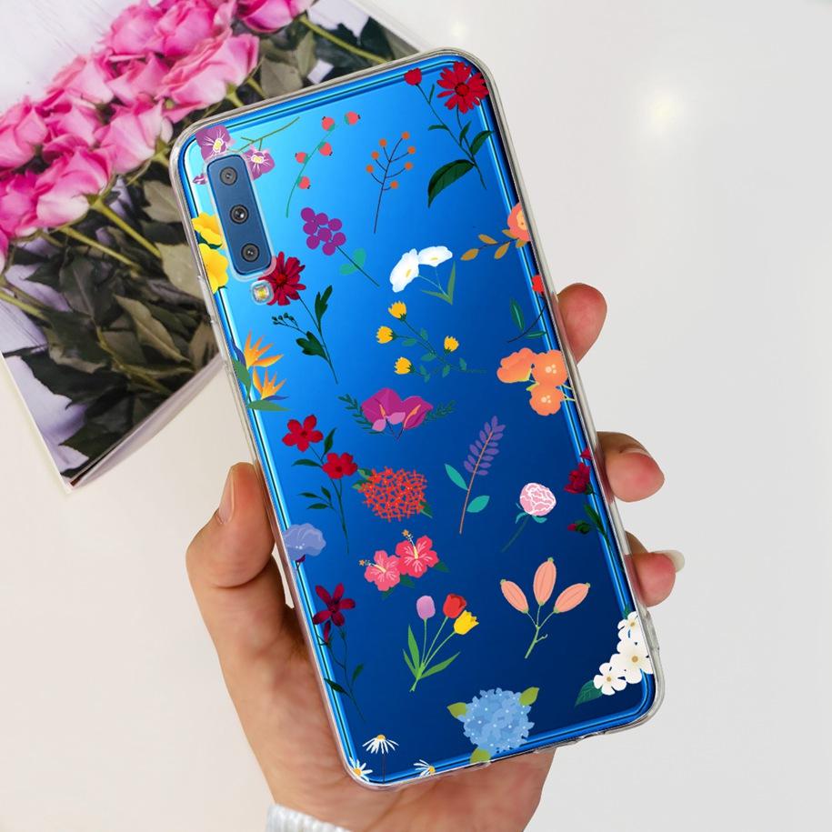 For Cover Samsung Galaxy A7 2018 Case New Fashion Flower Bumper Soft Silicone Phone Case For Samsung A7 2018 A750 SM-A750F Coque