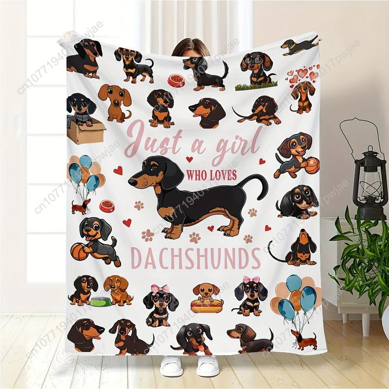 Dachshund Print Flannel Throw Blanket - Soft, Warm & with Playful "Just a Girl Who Loves Dachshunds" Custom blankets