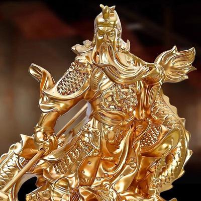ZISIZ Gilded Bronze Guan Gong & God of Wealth Statue