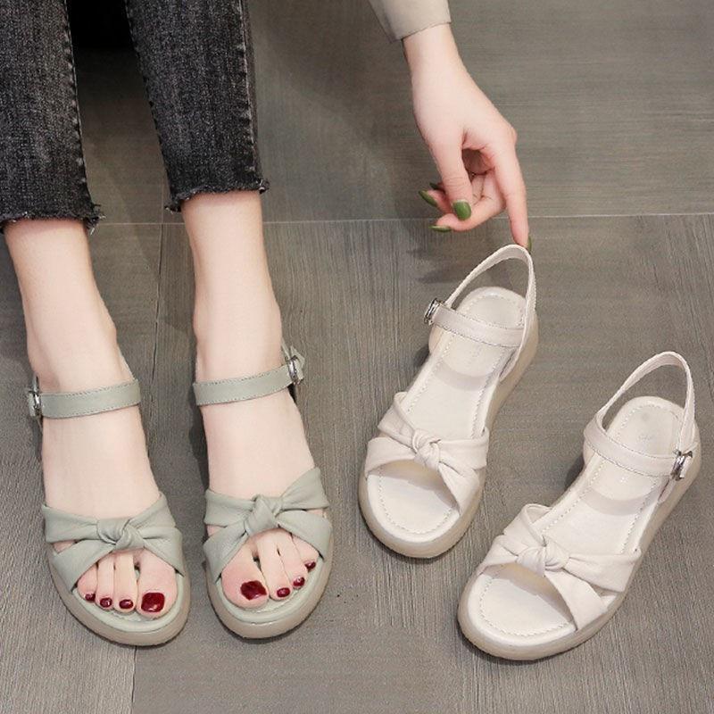 Fairy Wind Beef Tendon Sole Sandals Female 2025 New Versatile Retro Soft Leather Casual Slippers Student Soft-soled Beach Shoes