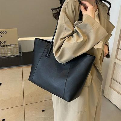 Light Luxury Sewing Thread Pu Zipper Women's Handbag  Fashionable Women's Commuting Shoulder Bag
