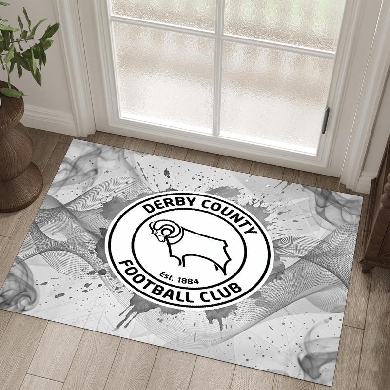 Derby County Football Design Crystal Velvet Carpet Cozy Non?Slip Printed Rug For Bedroom Living Room Entrance
