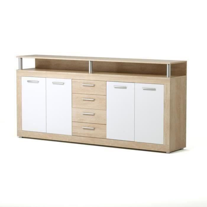 CAVA Contemporary Low Sideboard with Oak and White Decor - L 197 Cm