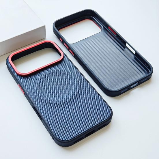 Phone Case for IPhone 17 Pro/Pro Max Stain-resistant Phone Cover Woven Texture Protective Case with Magnetic Charging