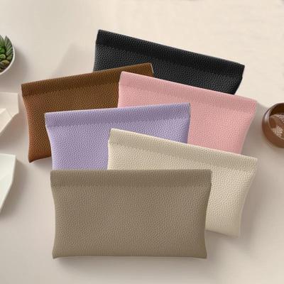 Automatic Closing Portable Storage Organizer Bag Litchi Pattern Lipstick Cosmetics Phone Bank Card Earphone Cash Storage Bag