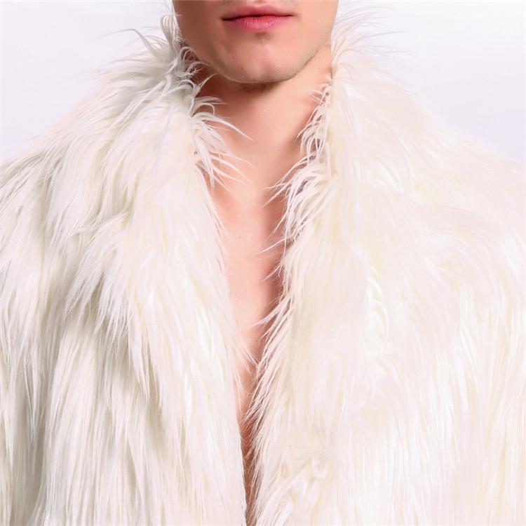 Men's Mid-Length Faux Fur Coat with Faux Fox Fur Collar - 2020 Autumn/Winter Casual Fashion.