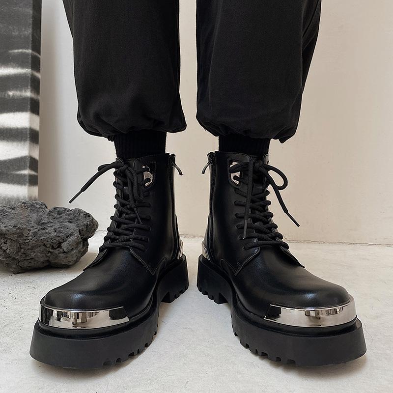 Luxury Brand High Quality Leather Women Men New British High Top Boots Leather Motorcycle Boots Fashion Trends Side Zipper Boots