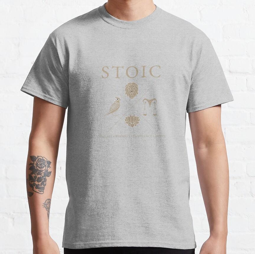 Stoizismus, stoische Tugenden, Mut, Weisheit, Mäßigung und Gerechtigkeit Stoizismus Team Stoischer Humor Grafik T-Shirts Übergrößen Oberteile
