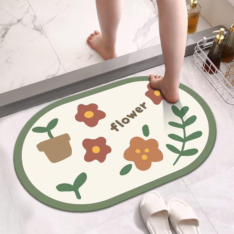 Toilet floor mat Bathroom floor mat Diatom mud quick-drying absorbent mat Door non-slip mat Household toilet Bathroom mat