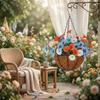 Spring Artificial Flower Hanging Basket, Morning , Hanging Basket, Flower Wreath, Home Flower Wrought Iron Hanging Pot Decoration