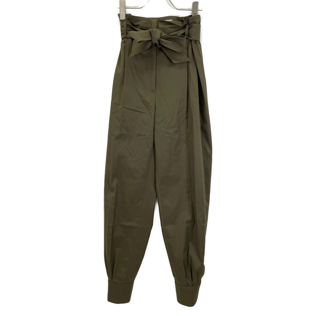 Max Mara 113109126 Khaki Cotton Belted Trousers Bottoms 42 khakiUsed