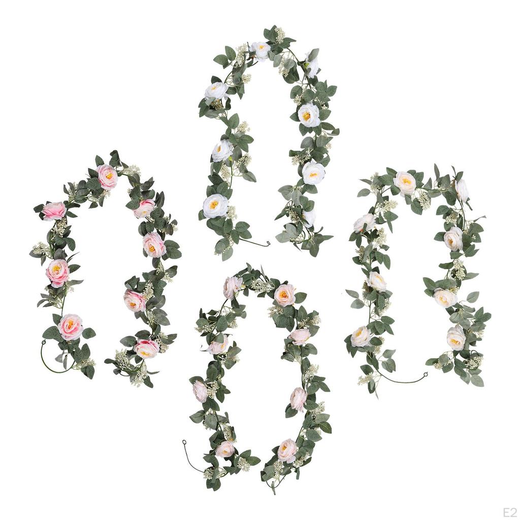 Artificial Camellias Flowers Vines Hanging Greenery Wall Flower for Christmas Ceremony