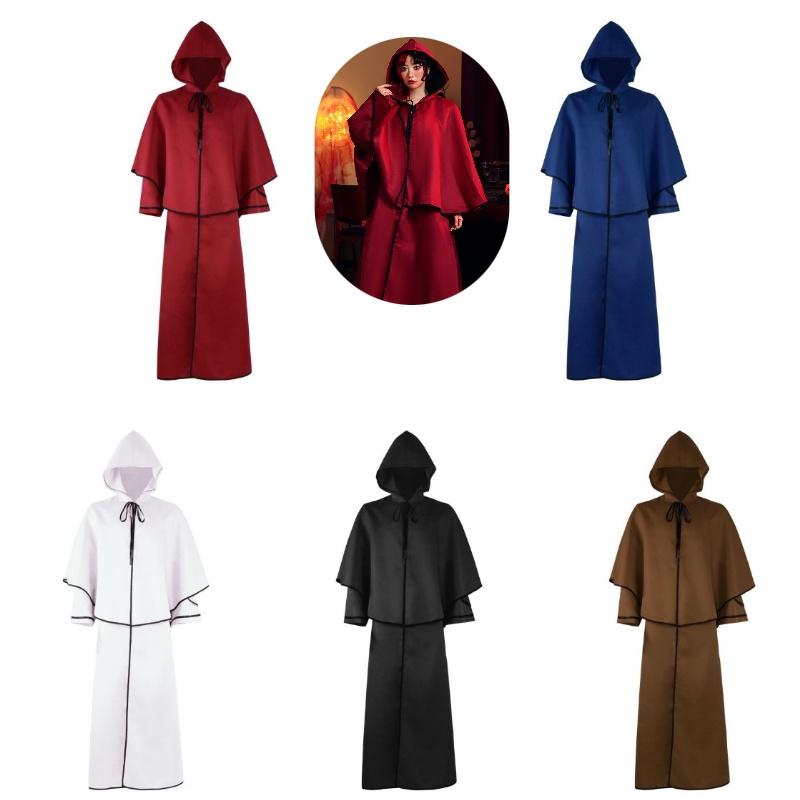 Vintage Guide Robe Hooded Cloak For Halloween Cosplay- 5 Colors