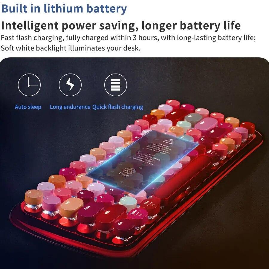 LUSC Mechanical Bluetooth Keyboard,Bluetooth and Wired Connection Methods,light and Charge,for Tablets, Desktops,laptops