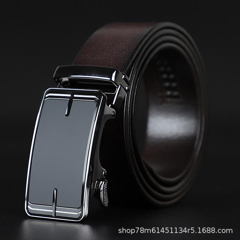 Curea pentru bărbați din piele, la modă, simplă, cu cataramă automată, business, high-end, din piele de vacă de prim strat, curea high-end