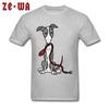 Funny Mens T Shirt Dark Grey Tshirts 100 Cotton Clothes Greyhound Dog With Red Leash Cartoon Tops Tees Summer Fall Tshirt